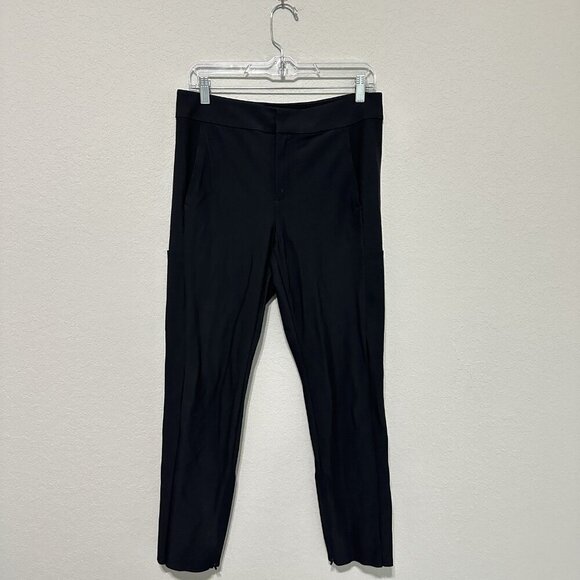 Athleta Black Pants High Waist Womens Size 10 Zip Pant Leg Water Wicking - Picture 1 of 9